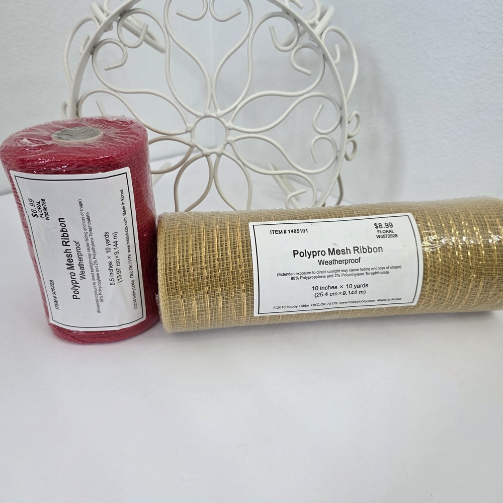 Polypro Mesh Ribbon Set - Red and Tan - Picture 14 of 15